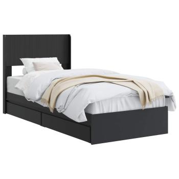 Bettgestell mit Stauraum und Kopfteil Schwarz 90 x 190 cm