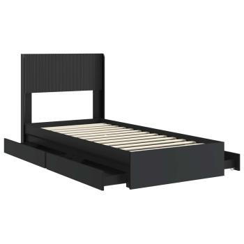 Bettgestell mit Stauraum und Kopfteil Schwarz 90 x 190 cm
