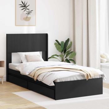 ARDEBO.de - Bettgestell mit Stauraum und Kopfteil Schwarz 75 x 190 cm