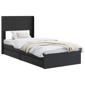 Bettgestell mit Stauraum und Kopfteil Schwarz 75 x 190 cm