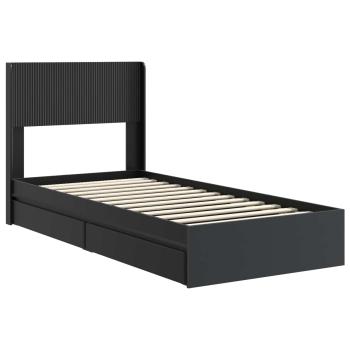 Bettgestell mit Stauraum und Kopfteil Schwarz 75 x 190 cm