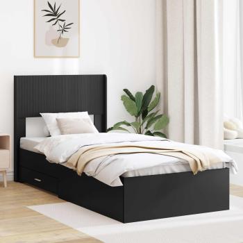 ARDEBO.de - Bettgestell mit Stauraum und Kopfteil Schwarz 75 x 190 cm