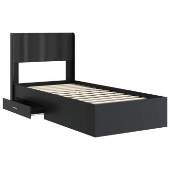 Bettgestell mit Stauraum und Kopfteil Schwarz 75 x 190 cm