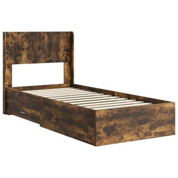 Bettgestell mit Stauraum und Kopfteil Räuchereiche 75 x 190 cm