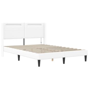 Bettgestell mit Matratze Weiß 120 x 190 cm Kunstleder