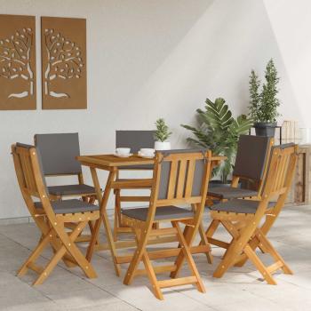 Außen Bistro-Stühle 6 stk. Dunkelgrau Massivholz Akazie