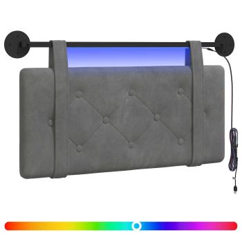 Hängendes Kopfteil Mit LED Licht Dunkelgrau Samt