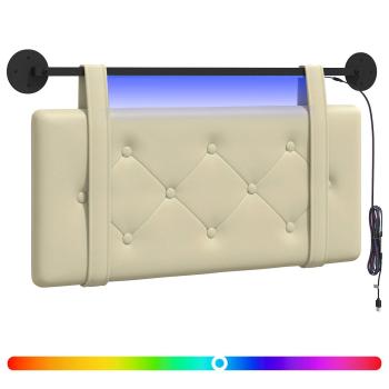 Hängendes Kopfteil Mit LED Licht Creme Kunstleder