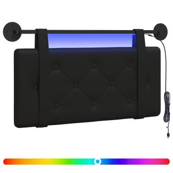 Hängendes Kopfteil Mit LED Licht Schwarz Kunstleder