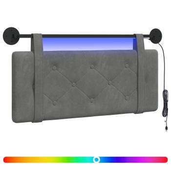 Hängendes Kopfteil Mit LED Licht Dunkelgrau Samt
