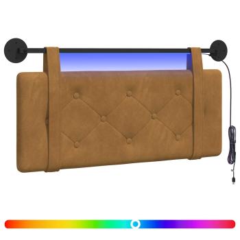 Hängendes Kopfteil Mit LED Licht Braun Samt