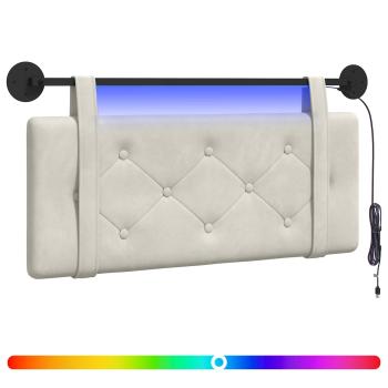 Hängendes Kopfteil Mit LED Licht Creme Samt