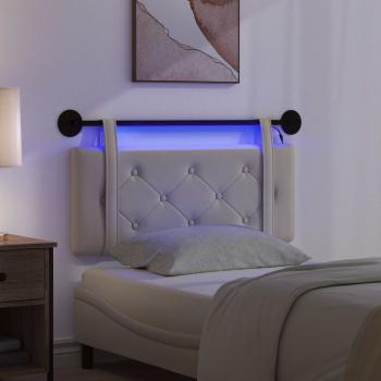 Hängendes Kopfteil Mit LED Licht Creme Kunstleder