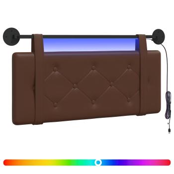 Hängendes Kopfteil Mit LED Licht Braun Kunstleder