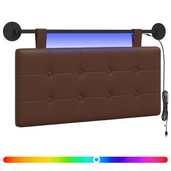 Hängendes Kopfteil Mit LED Licht Braun Kunstleder