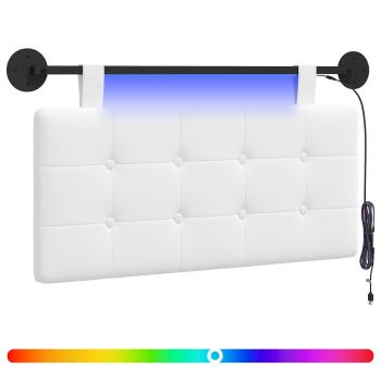 Hängendes Kopfteil Mit LED Licht Weiß Stoff