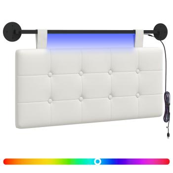 Hängendes Kopfteil Mit LED Licht Weiß Kunstleder