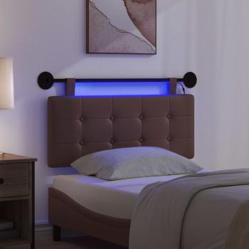 Hängendes Kopfteil Mit LED Licht Braun Kunstleder