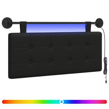 Hängendes Kopfteil Mit LED Licht Schwarz Kunstleder
