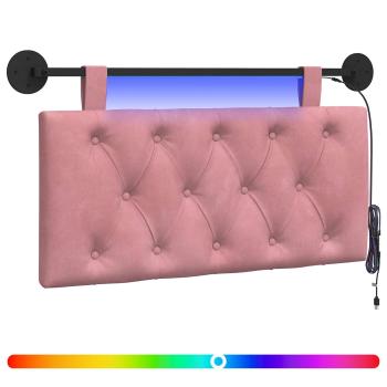 Hängendes Kopfteil Mit LED Licht Rosa Samt