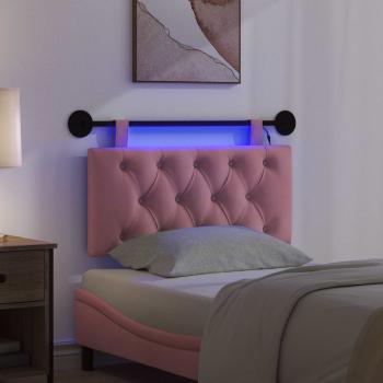 Hängendes Kopfteil Mit LED Licht Rosa Samt