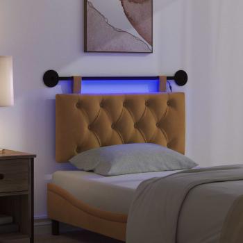 Hängendes Kopfteil Mit LED Licht Braun Samt