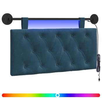 Hängendes Kopfteil Mit LED Licht Blau Samt