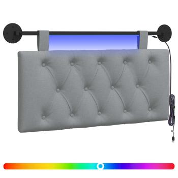 Hängendes Kopfteil Mit LED Licht Hellgrau Stoff