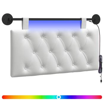 Hängendes Kopfteil Mit LED Licht Weiß Stoff
