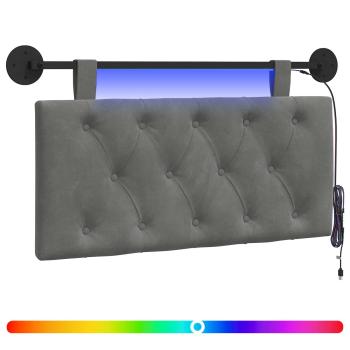 Hängendes Kopfteil Mit LED Licht Dunkelgrau Samt