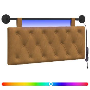 Hängendes Kopfteil Mit LED Licht Braun Samt