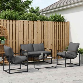 ARDEBO.de - Gartensofa-set 4 stk. Schwarz und Anthrazit Stahl