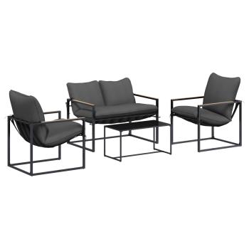 Gartensofa-set 4 stk. Schwarz und Anthrazit Stahl