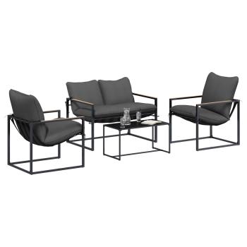 Gartensofa-set 4 stk. Schwarz und Anthrazit Stahl