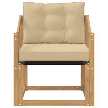 Outdoor-Sofa Massivholz Akazie Weiß und Beige