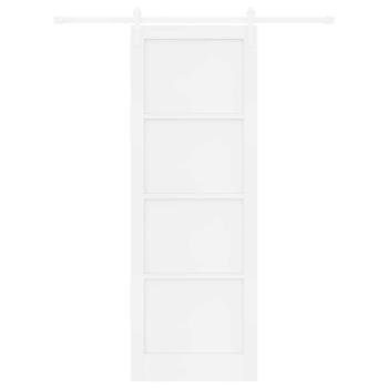 Schiebetür 83 x 232 cm Massives Kiefernholz Weiß