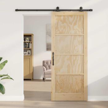 Schiebetür Natürlich und Schwarz 86 x 211 cm