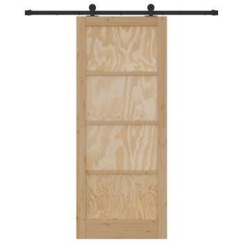 Schiebetür Natürlich und Schwarz 86 x 211 cm