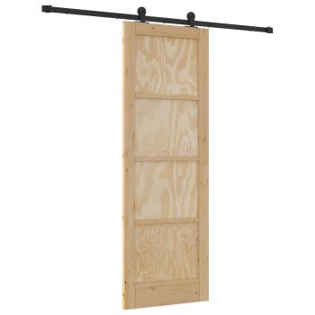 Schiebetür Natürlich und Schwarz 73,5 x 211 cm