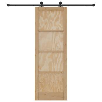 Schiebetür Natürlich und Schwarz 73,5 x 211 cm