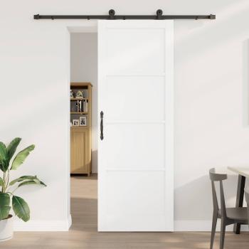 ARDEBO.de - Schiebetür Weiß und Schwarz 83 x 232 cm Massives Kiefernholz