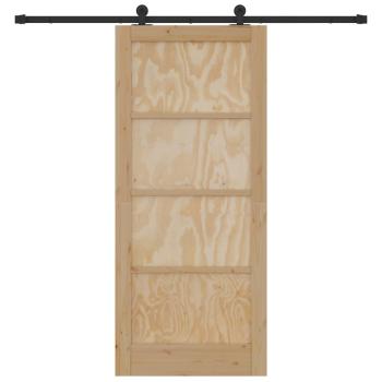 Schiebetür Natürlich und Schwarz 86 x 198,5 cm