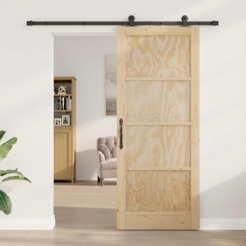 Schiebetür Natürlich und Schwarz 86 x 211 cm