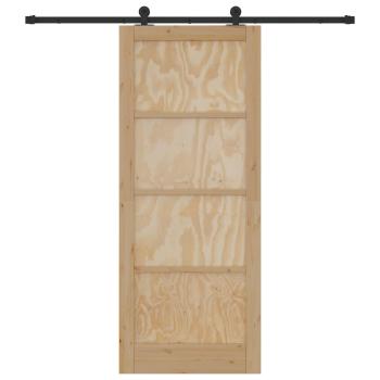 Schiebetür Natürlich und Schwarz 86 x 211 cm