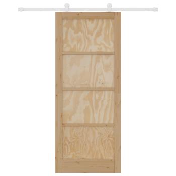 Schiebetür Natürlich und Weiß 86 x 211 cm Massives Kiefernholz