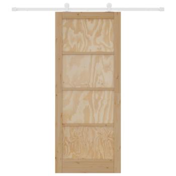 Schiebetür Natürlich und Weiß 86 x 211 cm Massives Kiefernholz