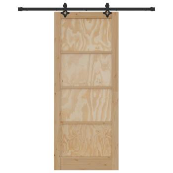 Schiebetür Natürlich und Schwarz 86 x 211 cm
