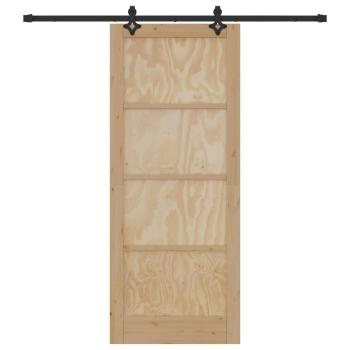 Schiebetür Natürlich und Schwarz 86 x 211 cm