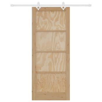Schiebetür Natürlich und Weiß 86 x 211 cm Massives Kiefernholz