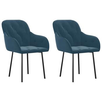 Esszimmerstühle 2 Stk. Blau Samt